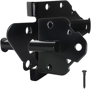 Advantage Industries Steel Self-Latching Wood Gate Latch | Hidden Spring Design, Stop Washer Strike | Two-Way Spring Entry | Zinc-Plated | Pad-Lockable | Left & Right Reversable | Wood Gates - Black