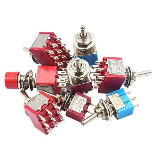 MTS-302 Interrupteur à bascule tripolaire 9 pin avec levier rouge 3P