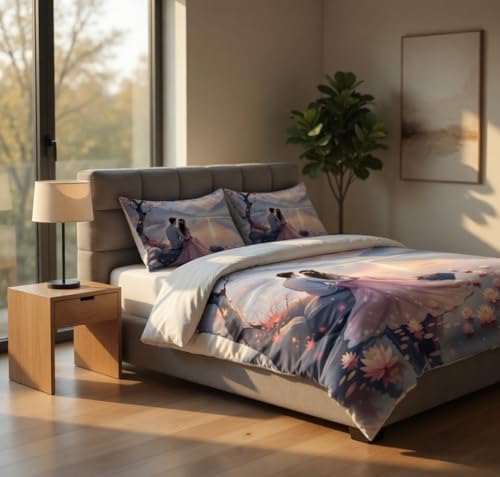 Image of 7D Printed King Size Bedsheet with 2 Pillowcases, Fairytale, 228x228cm