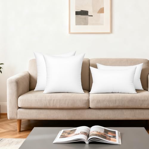 18x18 Inch Pillow Inserts (Set of 2) Synthetic Down Alternative Fill - Fluffy Durable Forms for Sofa, Bed & Accent Chairs