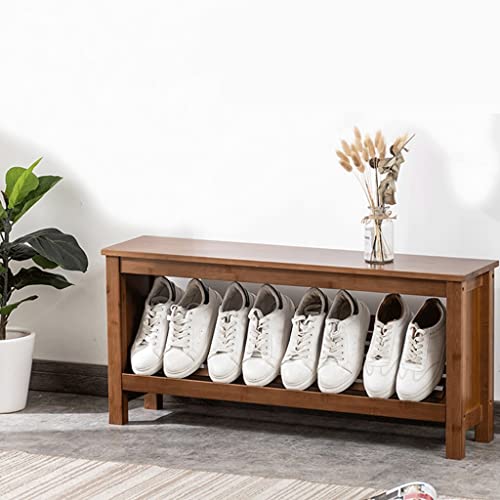 Banc à chaussures en bambou multi-couches avec tabouret de rangement pour couloir