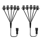 jose2015 2PCS EL Wire Splitter 5 Way,5 Female to 1 Male Splitter Y Cable,2-Pin Extension Cable Wire Connector for LED Glow Light Multi-Color Neon Strip