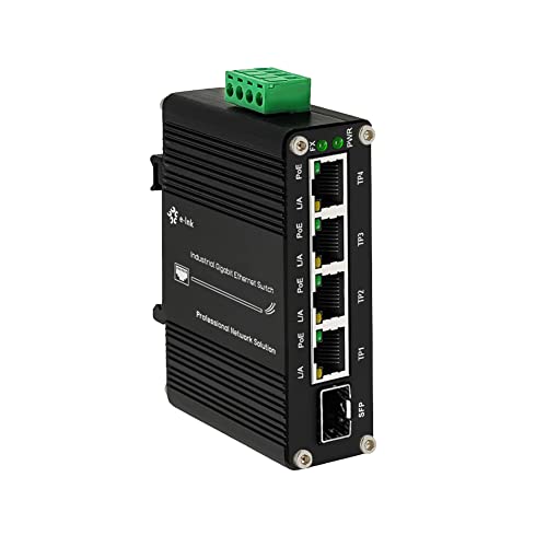 Image of Mini Industrial 4 Port 10 /100 /1000Mbps Gigabit Ethernet POE + Switch with SFP Port Din Rail /Wall-Mount 4 Port 10 /100 /1000BASE-T RJ45 + 1 Port 100 /1000FX (SFP) Support 12-48V DC