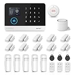 WiFi + GSM Home Security Alarm System, Alarm Kit with PIR Detector, Remote Controls, Door/Window Sensor Compatible with Alexa, No Monthly Fee