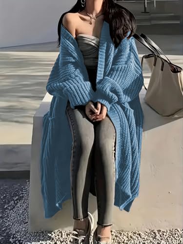 Image of Womens Long Cardigan Sweaters Open Front Oversized Duster with Pocket for Women 2025 Fall Winter Knit Design Coats