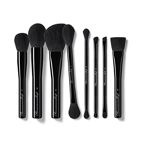 Sexy All-in-One Face Brush Set. Durable and Ultimate Soft Brushes for Easy Makeup by Romanovamakeup. Blend Contour, Cream, Blush, Highlighter on Face, Apply Powder, Eyeshadows for a Professional Look