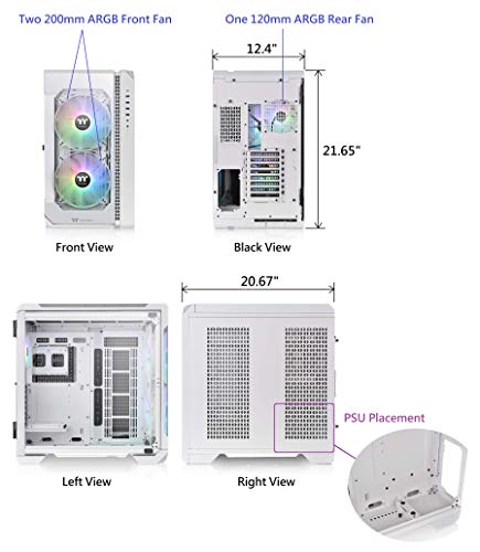 Thermaltake View 51 Snow Motherboard Sync Argb E-Atx Full Tower Gaming Computer Case With 2 200Mm Argb 5V Motherboard Sync Rgb Fans + 140Mm Black Rear Fan Pre-Installed Ca-1Q6-00M6Wn-00, White #TOP1