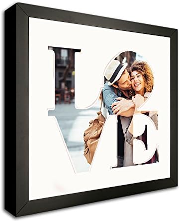 CountryArtHouse LOVE Sculpture Photo Frame Mat for your 4x6 Photo - White Mat with a White Solid Wood Frame