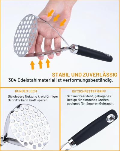 Foto von Acual Kartoffelstampfer Edelstahl,Kartoffelpresse 26cm,Potato Masher