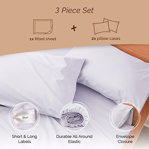 Five Looms Classic Percale Fitted Sheet And 2 Pillowcases, 100% Cotton With Deep Pocket 15”, Easy Care Luxury Hotel Quality Soft Cooling Sheets Set, 3 Pc Set Without Flat/Top Sheet, Full, Lavender #TOP2