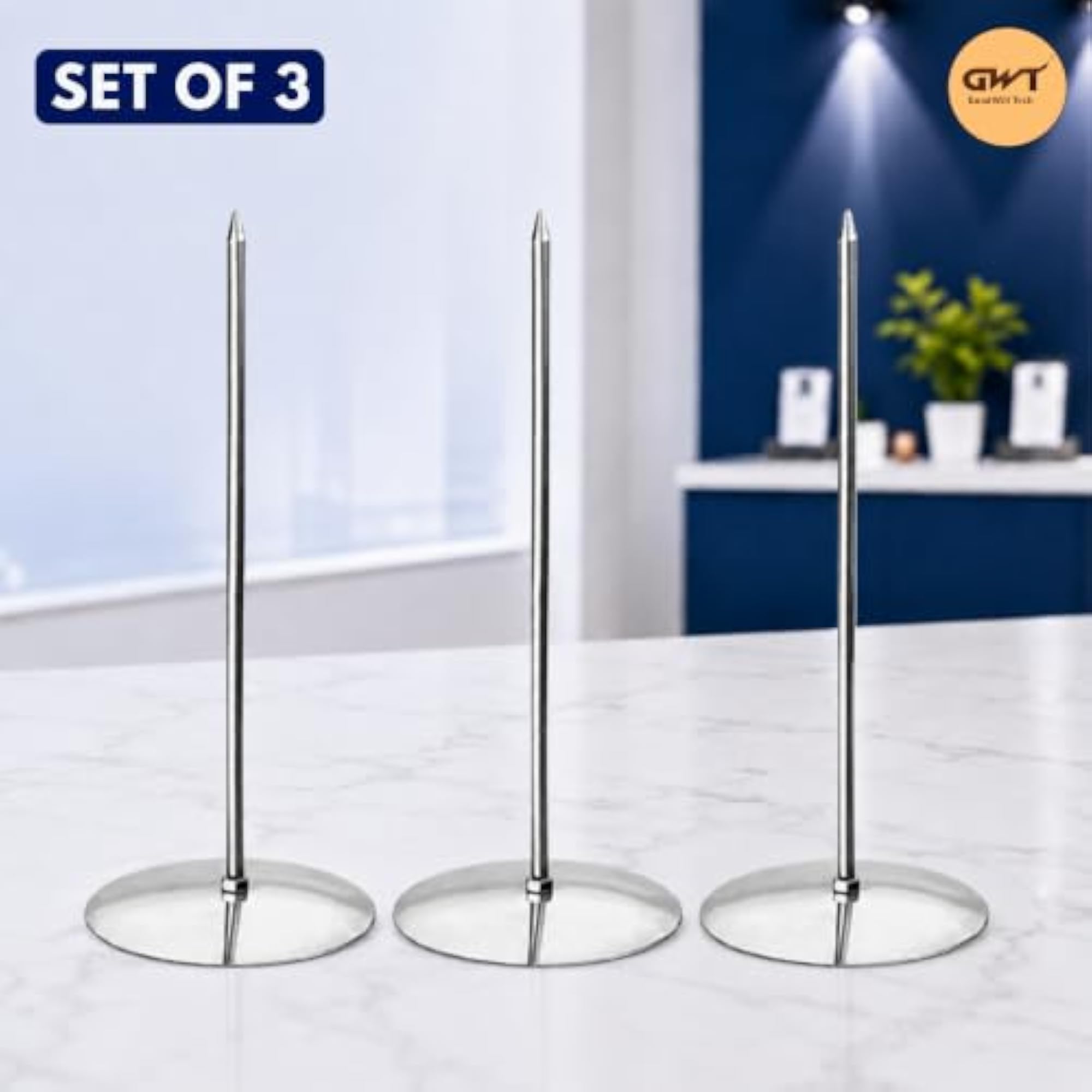 Stainless Steel Desk Straight Rod Paper Bill Fork