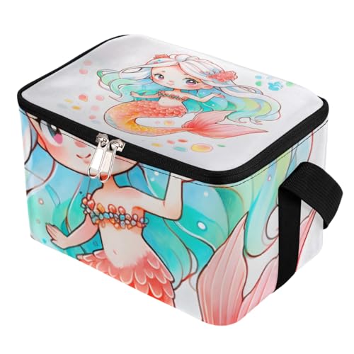 GzLeyigou Lunch Bags for Women Men 9 Cans,Watercolor Mermaid Hot & Cold Food Delivery Bag Insulated Grocery Bag Insulated Lunch Box Ocean Women Cooler Bag for Office Work Picnic Beach