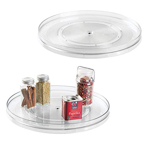 iDesign Linus Turntable Kitchen, Pantry or Countertop Organization, 14" Inch, Clear, 2 Set