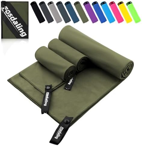 Mikrofaser Handtuch 3er Set - Groß 200*100cm & 2 Klein 80×40cm, Schnelltrocknend Microfaser Sporthandtuch, für Reisehandtuch, Badetuch, Fitness & Sport Handtücher und Strandtuch (A