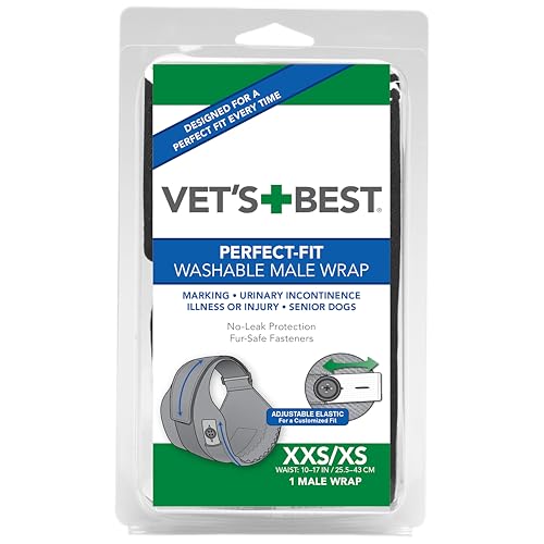 Vet's Best Washable Male Dog Wrap, XX-Small/X-Small, Waist 10'-17'