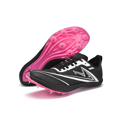 Track and Field Shoes Men Women Kids Spikes Sneakers Full-Length Carbon Plate Track Race Jumping Sneakers Girls Professional Running Tarck Spikes Shoes Boys (black, Adult, Men, 8, Numeric, US Footwear Size System, Medium)