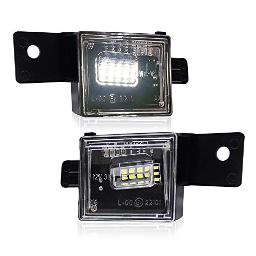 D-Lumina LED License Plate Lights Assembly Compatible with 2014-2021 Chevy Silverado GMC Sierra 1500 2500HD 3500HD Colorado Canyon Pickup Truck, Rear Tag Light 6000K White 2-Pieces