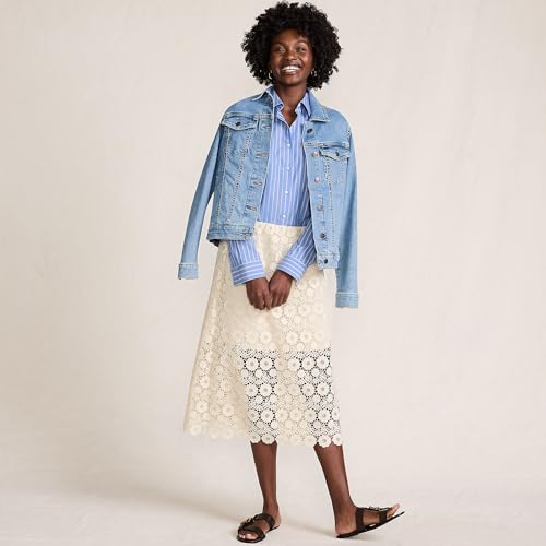 Lands' End Women's Lace Overlay Midi Skirt4