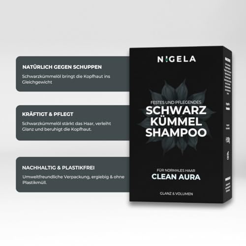 Nigela - Festes Shampoo mit Schwarzkümmelöl - 3er Set - Natürlich ohne Sulfate, Parabene und Silikone - Haarseife für kräftiges & gesundes Haar - Plastikfreies Anti Schuppen Shampoo