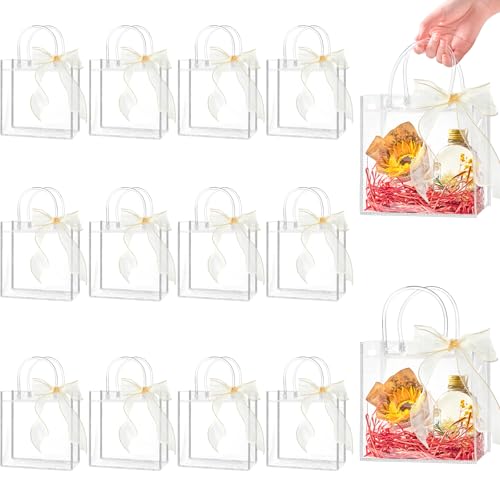 Sac plastique transparent avec poignée lot de 30 pour dragées et cadeaux de mariage