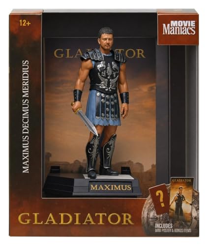 McFarlane Toys Movie Maniacs Gladiator Maximus Decimus Meridius Figurine posée avec Toile de Fond scénique, Base d'affichage et Certificat 15,2 cm