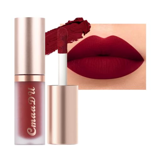 Image of evpct 1Pcs Dark Sexy Red Matte Liquid Lipstick Lip Gloss Glossy Set for Black Women 24 Hour Silky Velvet Lipstick labiales matte larga duracion mate 24 horas originales 06#