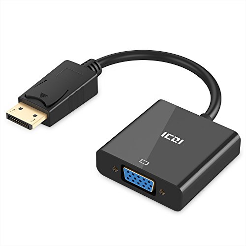 DisplayPort to VGA Adapter, ICZI Gold-Plated DP to VGA for Lenovo, Dell, HP, ASUS - Black
