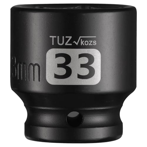 Image of 1 /2 Inch Drive 33mm Shallow Metric Impact Socket,CR-MO,6 Point Radius Corner Design,Square Chamfered Opening,Axle Nut Impact Grade Socket for Easy Removal