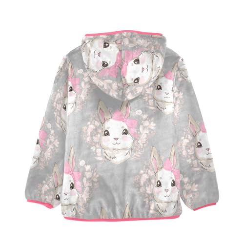 OTVEE Cute Bunny Wreath Rabbit Kids Hoodie Jacket Fall Spring Full Zip Warm Outwear Coat2