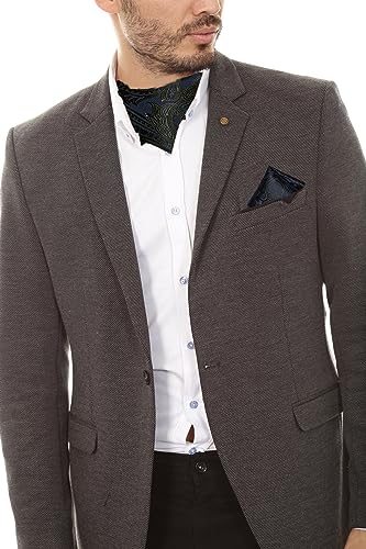 Image of DiBanGu Mens Silk Ascot Ties Paisley Jacquard Woven Cravat and Pocket Square Cufflinks with Lapel Pin for Business Wedding