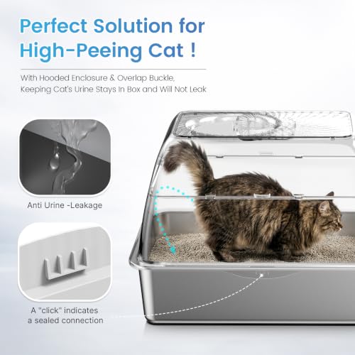 Image of SuzziPaws Stainless Steel Litter Box Top-Entry Dog-Proof for Multi-Cats