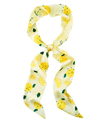 GERINLY Tropical Fruit Skinny Hair Scarf for Spring Cute Neck Ribbon Scarf Headband Long Reversible Purse Scarf