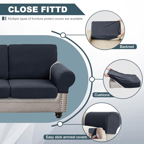 SYLC Sofa Sitzkissenbezug, Sofa Sitzkissenbezug Stretch, Elastischer Kissenbezüge, Husse Überzug Bezug Für Sofa Sitzkissen, rutschfest Stoff Tartan (Dunkelgrau,Rückenkissen XL)