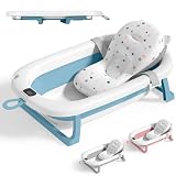 JUPPLIES Bañera Bebé Plegable con Cojín Ergonómico, Termómetro Digital y...