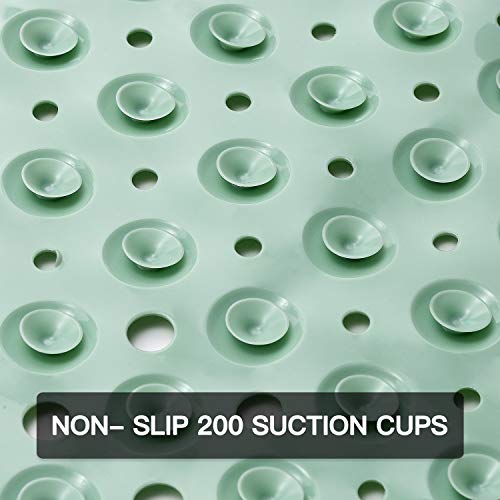 Image of YINENN Bath Tub Shower Mat 40x16 Inch Non-Slip and Latex Free,Bathtub Mat with Suction Cups, Machine Washable Bathroom Mats with Drain Holes (Light Green)