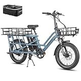 Fafrees FF20 CUV Allround E-Bike 20 Zoll Fatbike [ Offiziell ] E Lastenrad, Doppel Akku 1152Wh, 75N.m, 25km/h, Hydraulischbremsen Elektro Mountainbike, Für Damen und Herren (Gepäckträger, Blau)