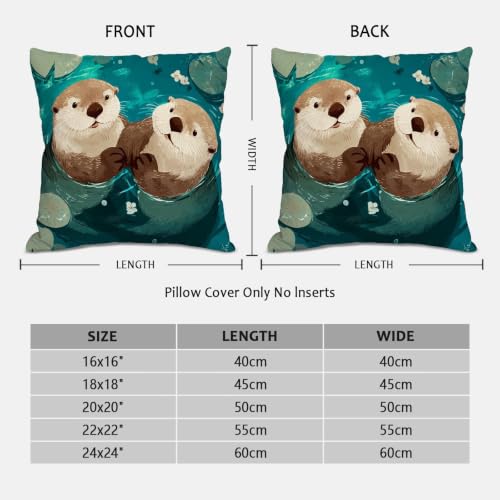 Coussin loutre turquoise 40x40 déco extérieur imperméable lot de 2 en lin