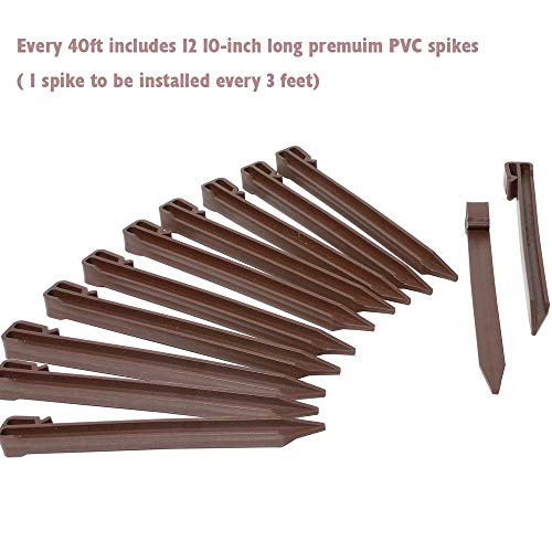 Landscape Edging Coil Kit 4 Inch High Terrace Board with 24 10-inch Spikes,80 FEET, Brown