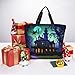 FKGKDF Black Haunted Mansion Print Tote Bags, Large Capacity Zipper Shoulder Bag, For Shopping, Work, Daily