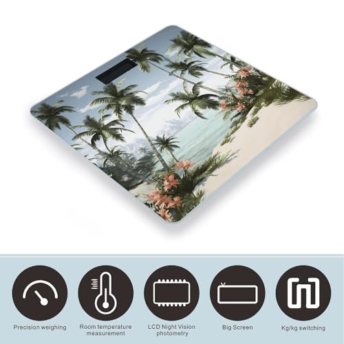 Báscula Digital Tropical Palm Trees para Baño Compacta y Precisa miniatura 3