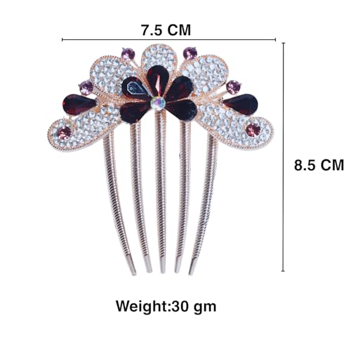 Image of BellaStella Premium Rhinestone Flower Hair Comb Hairpin Hair Dressing For Wedding Prom (Pack of 5) (Purple-1)