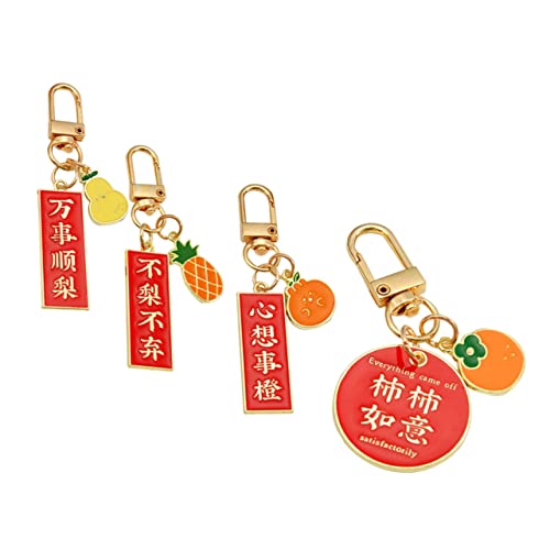 Holibanna 4 Piezas llavero de frutas llaveros de frutas lindo llavero naranja Llavero de dibujos animados adornos clave accesorios para colgar llaves Colgante colgante Aleación de zinc