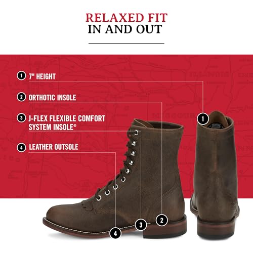 Justin Mckean 7" Lace-Up Roper Women's Western Boot, Durable Leather, Casual Style, Comfortable Footwear3