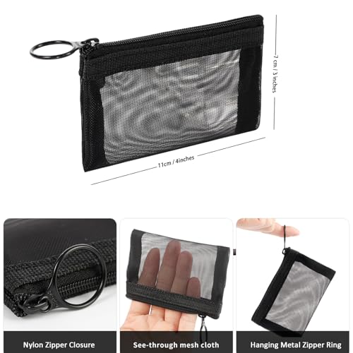 Image of Patu Zipper Mesh Bags, Beauty Makeup Cosmetic Accessories Organizer, Travel Toiletry Kit Set Storage Pouch, 5 Assorted Colors, XS (5 pcs),