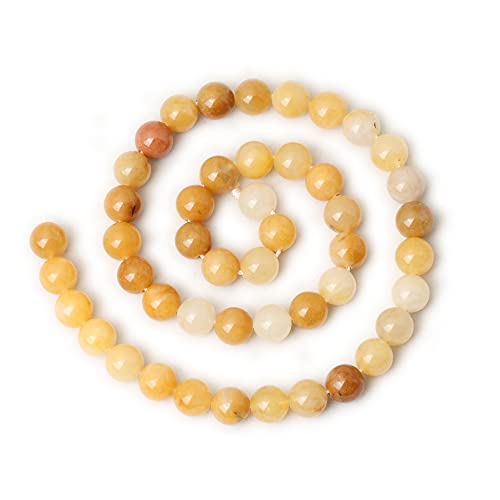 Cheavian 45Pcs 8Mm Natural Yellow Jade Multi-Color Gemstone Round Loose Beads For Jewelry Making Diy Handmade Materials 1 Strand 15" #TOP1