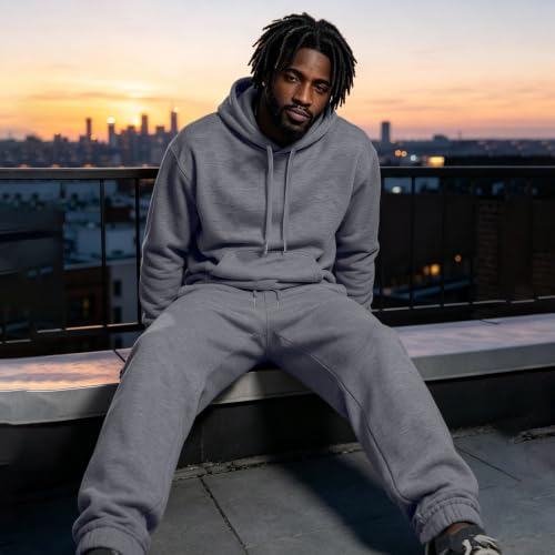 Mens Sweat Set Hooded Sweatshirt Fleece Track Pants Jogger 2 Piece Outfits - image 6