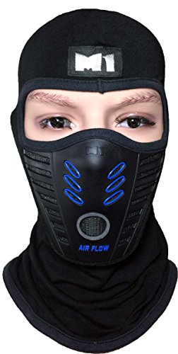 M1 Full Face Cover Balaclava Protection Filter Rubber Ski Dust Mask (BALA-FILT-RUBB-BKBL) Black
