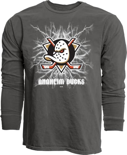 Anaheim Ducks NHL Officially Licensed Long Sleeve T-Shirt Ringspun Electric Black, Medium