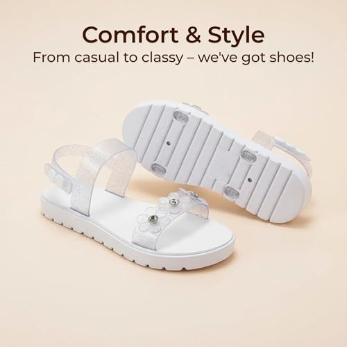 Image of bebe Girl's Flat Sandals - PCU Sandals with Flower, Bow, and Rhinestone Details for Toddler /Little Kid /Big Kid