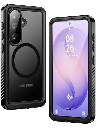 Image of ANTSHARE for Samsung Galaxy S26 Case Waterproof, Built-in Lens & Screen Protector, [Compatible with MagSafe] Shockproof Dropproof Translucent Matte Full Body Phone Case for S26 6.3 inch- Black